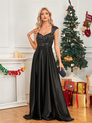 Cover Sleeve Dress Maxi Dress Black Satin Slim Fishtail Bridesmaid Cocktail Evening