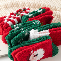 Lot de 5 chaussettes de Noël chaudes en polaire douce pour la maison