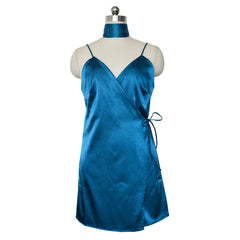 Robe asymétrique à col en V, couleur unie, bretelles et sous-vêtements