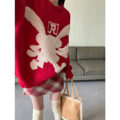 Plus Size Wool Plaid High Waist Christmas Skirt