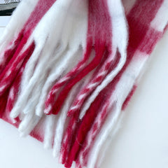 Plaid Mohair Blend Christmas Scarf