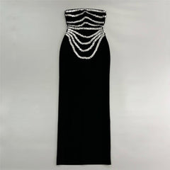 Niche Design Heavy Industry Beads Tube Top Bandage Dress Party Dinner Dress