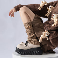 Guêtres de Noël rouges amples en tricot