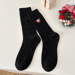 Chaussettes de Noël mi-mollet souples en coton texturé à maille torsadée