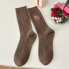 Chaussettes de Noël mi-mollet souples en coton texturé à maille torsadée