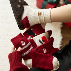 Chaussettes de Noël épaisses et chaudes en cachemire brodées de dessins animés