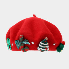 Béret de Noël en laine avec nœud papillon