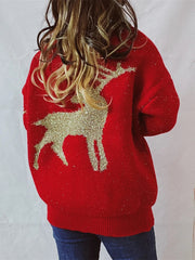 Chic O-Neck Long Sleeve Knitted Christmas Sweater Sweaters-L