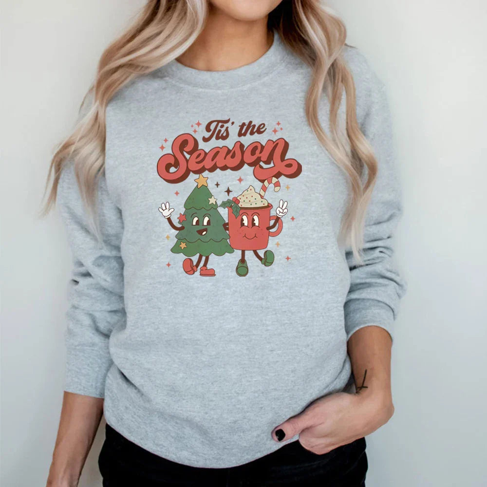 Vintage Retro Tis The Season Santa Cocoa Christmas Hoodie Hoodies-L