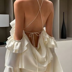 Robe courte à volants roses