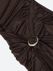 Robe courte froncée à col halter