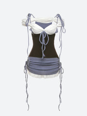 Robe courte froncée en maille