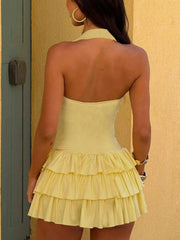 Robe mini dos nu à volants