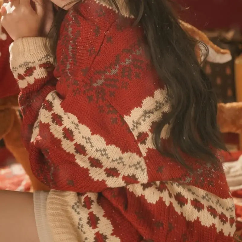 Lazy Style Thickened Loose Retro Christmas New Year Sweater Sweaters-L