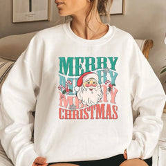 Fashion Cute Santa Slight Stretch Regularfit Girl Christmas Hoodie Hoodies-L