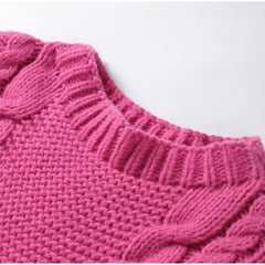 Loose Twist Knitted Sweater Pullover Women Oversize O-neck Long Batwing Sleeve Female Pullovers 2025 Autumn Winter Lady Sweaters