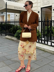 Women Autumn And Winter Suede Single-breasted Blazer Female Chic High Street Fashion Casual Lapel Long Sleeve Coat Mujer