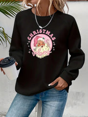 Cozy Casual Pullover Santa Pattern Fall Winter Christmas Hoodie Hoodies-L