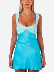 Robe mini dos nu à lacets en satin