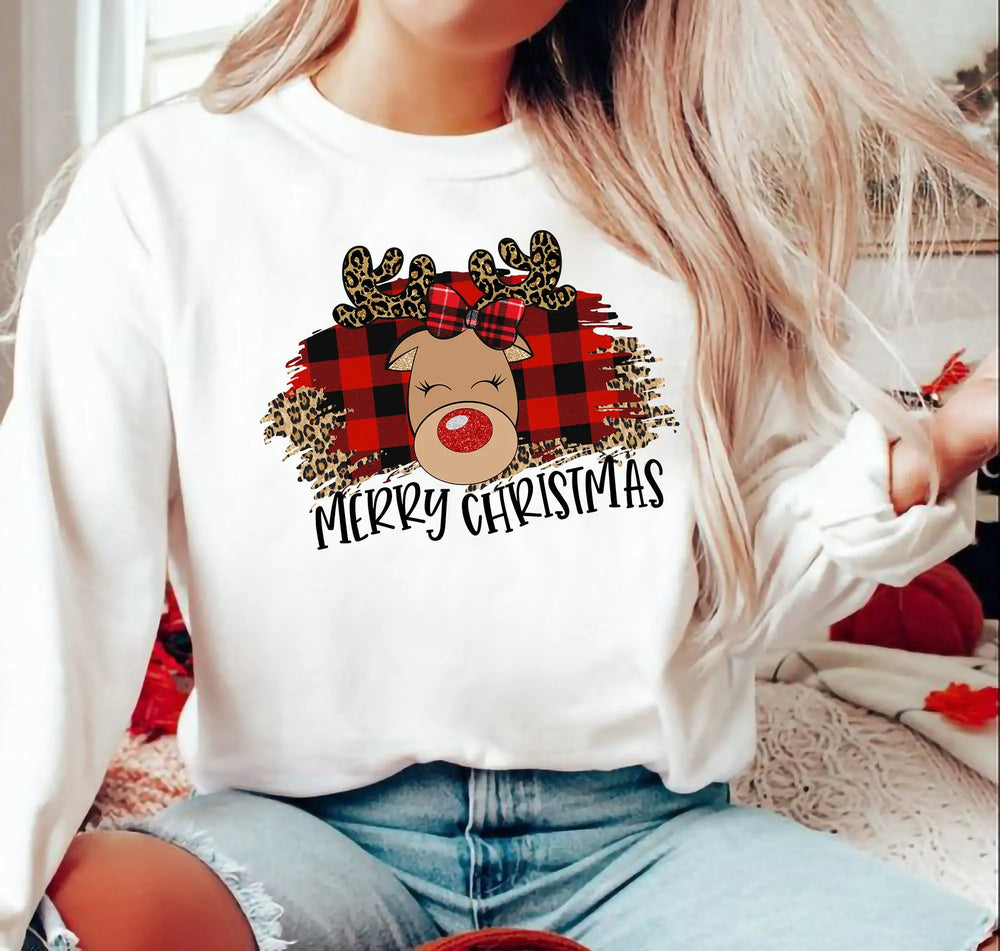 Fashion Cartoon Reindeer All-Match Girl Female Christmas Hoodie Hoodies-L