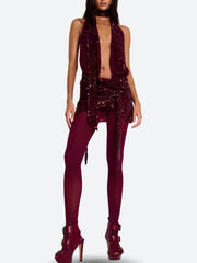 Robe mini dos nu à sequins