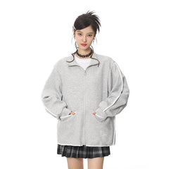 High Street Autumn Winter Loose Casual Zippered Hoodie