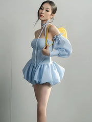 Robe mini bustier à bulles