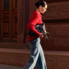 Casual Zipper Long Sleeve Pullover Solid Loose Warm Christmas Sweater Sweaters-L