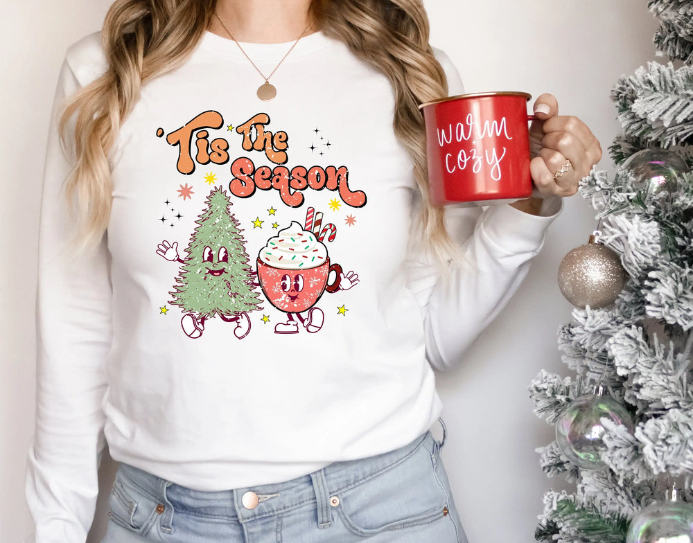 Tis The Season Cute Tree Cups Printing Popular Gift Christmas Hoodie White / S Hoodies-L