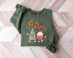 Tis The Season Cute Tree Cups Printing Popular Gift Christmas Hoodie Green / S Hoodies-L