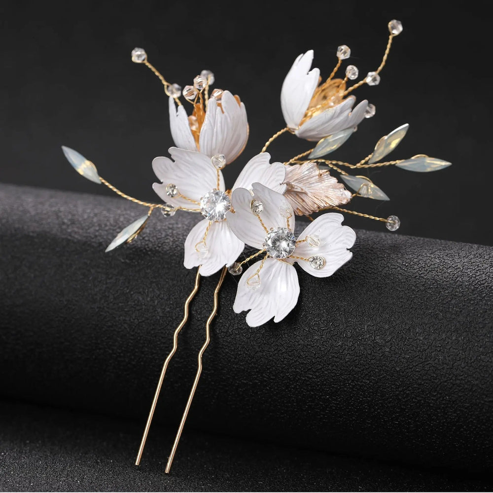 Red Wedding Rose Flower Bride Headdress Hair Accessory White 4 Accessories-L