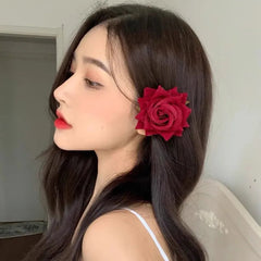 Red Wedding Rose Flower Bride Headdress Hair Accessory Accessories-L