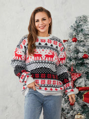 Winter Warm Couples Knit Round Neck Reindeer Pattern Classic Knitwear Christmas Sweater Sweaters-L