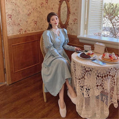 Robe maxi vintage à manches ballon