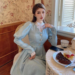 Robe maxi vintage à manches ballon