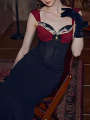 Robe longue moulante vintage à corset