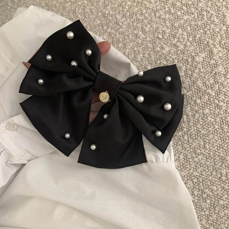 Cream White Pearl Bow Christmas Hair Accessory Accessories-L