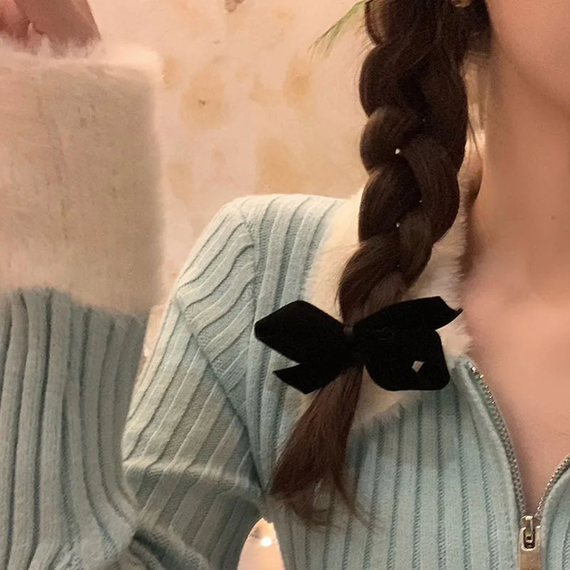 Red Velvet Korean Sweet Bowknot Side Duckclip Christmas Hair Accessory Accessories-L