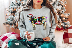 Voguish Christmas Cow Lights Leisure Sports Model Farm Hoodie Gray / S Hoodies-L