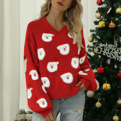 Crewneck Soft Loose Pullover Autumn Winter Christmas Sweater Sweaters-L