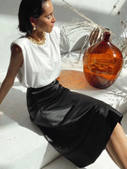 Jupe d'été en satin souple taille haute