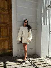 Pull à manches longues et col rond, mignon, décontracté, confortable et élégant, style coréen