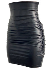 Jupe moulante sexy taille haute en similicuir noir