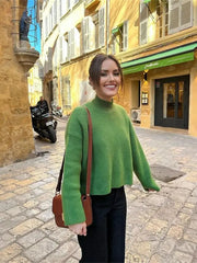 Thick Warm Oversized Casual Autumn Winter Knitted Green Christmas Sweater Sweaters-L