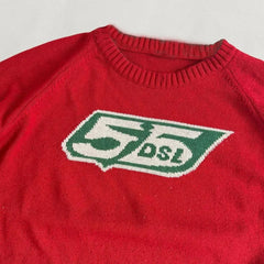 Oversized Harajuku Red Knitted Streetwear Pullover Christmas Sweater Sweaters-L