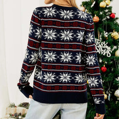 Christmas Snowflake Acrylic Knitted Loose Tops Sweater Sweaters-L