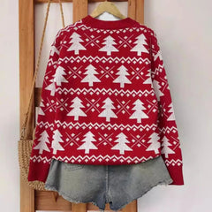 Jacquard Knitted Full Sleeve Warm Soft Christmas Sweater Sweaters-L