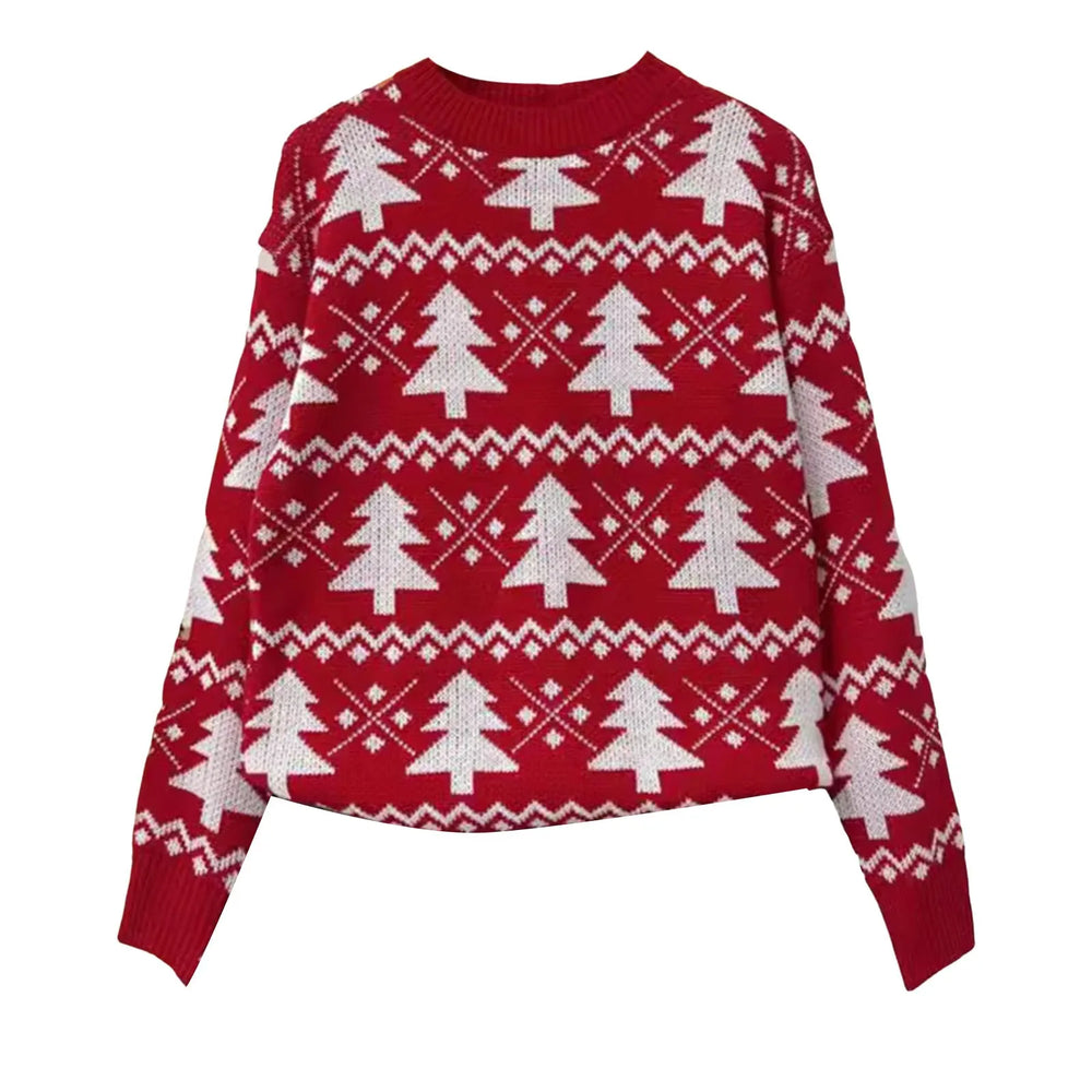 Jacquard Knitted Full Sleeve Warm Soft Christmas Sweater Sweaters-L
