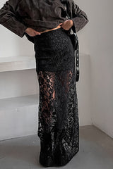 Lace Cutout A-Line Skirt