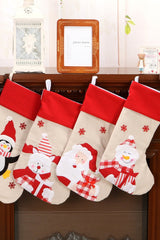 Sac de rangement suspendu en lin brodé du Père Noël pour Noël